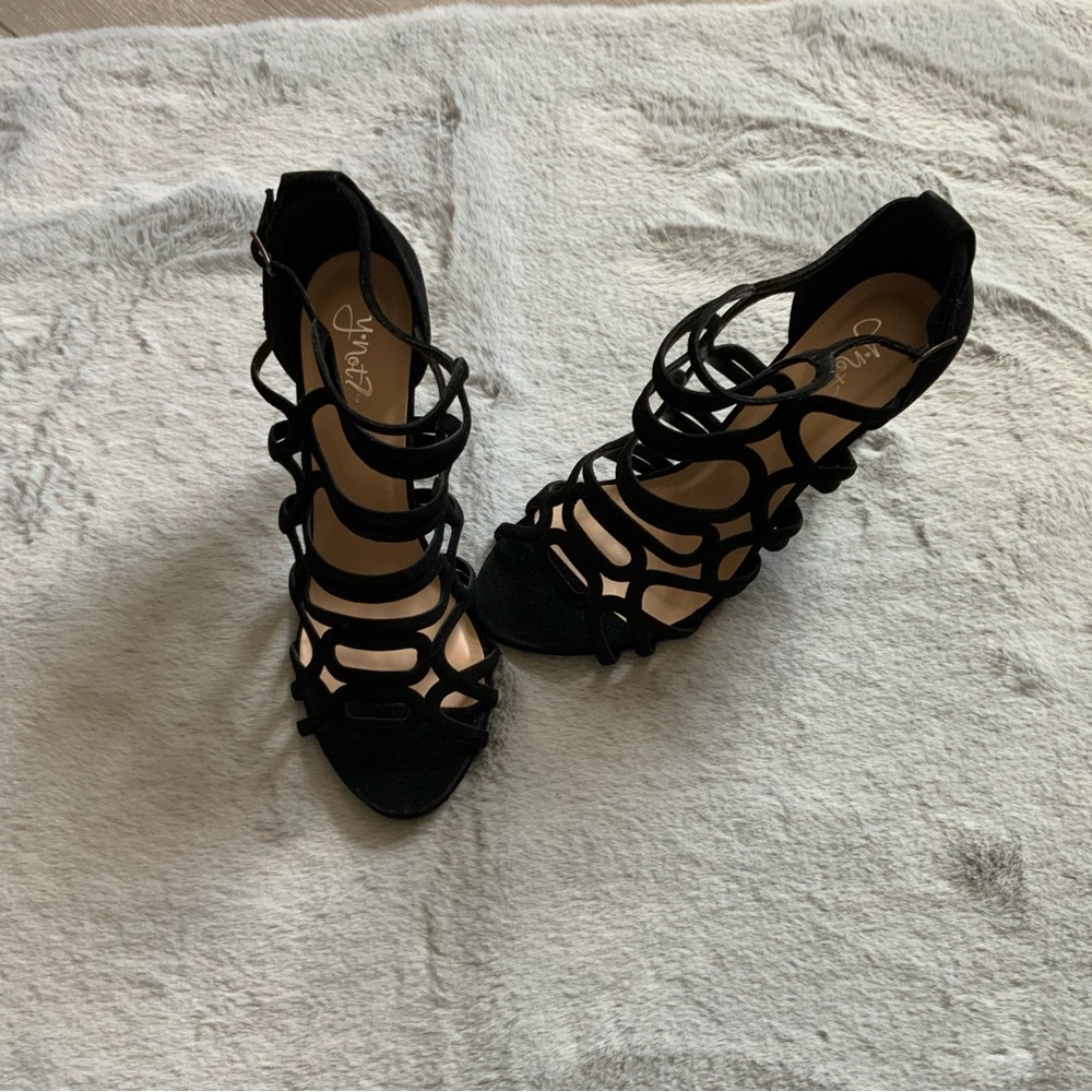 Y Not Suede Strappy Stiletto Heels